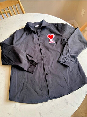 ami Black Button Down Shirt